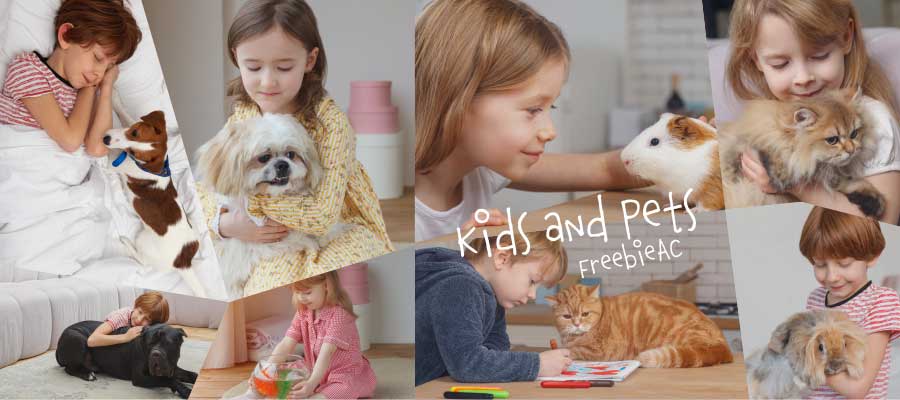 어린이와 애완 동물의 사진