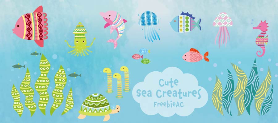 かわいい海の生き物イラスト 無料素材ならフリービーac