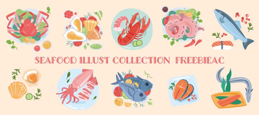 Seafood illustration collection