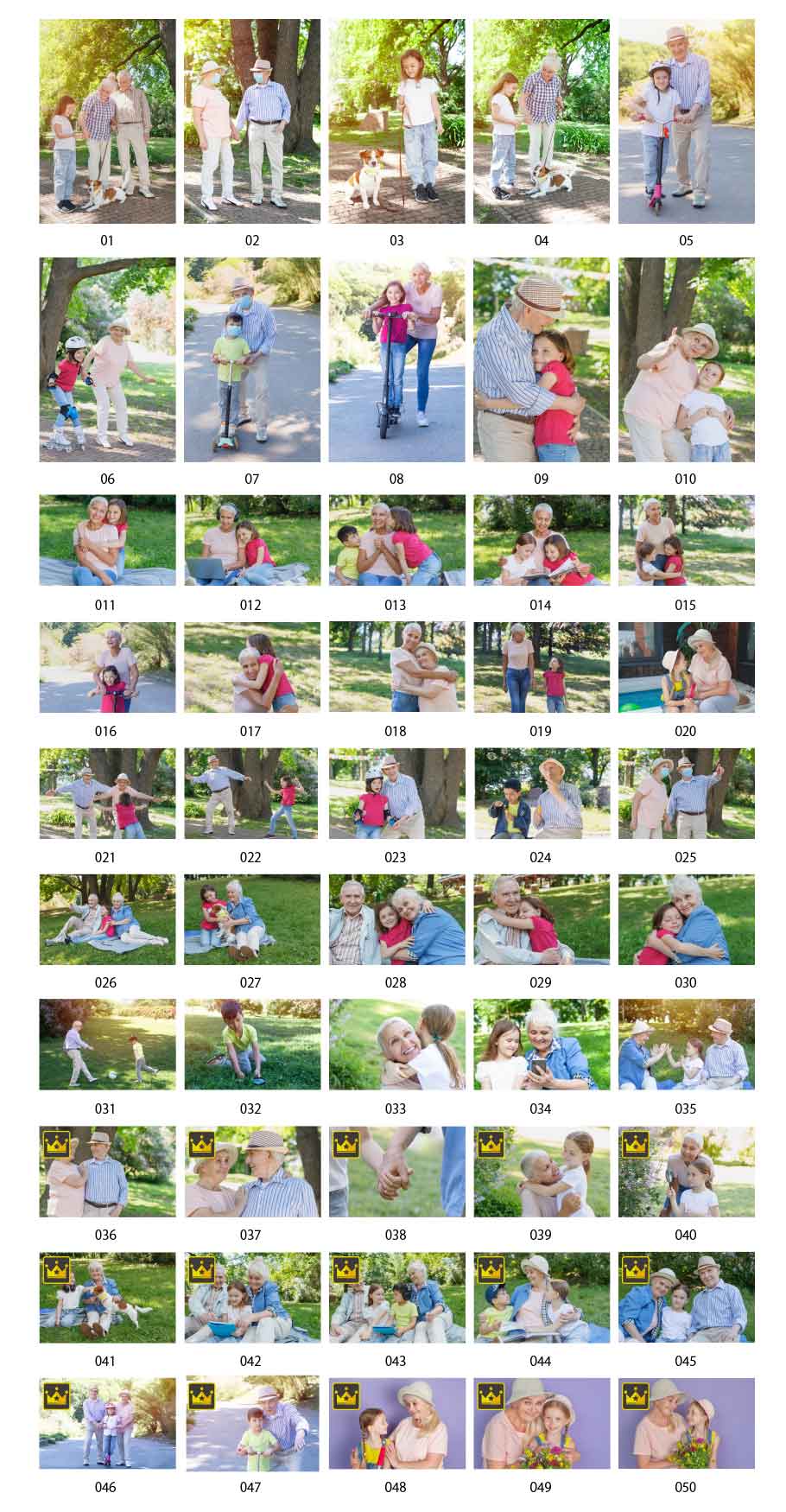 屋外の祖父母と孫の写真