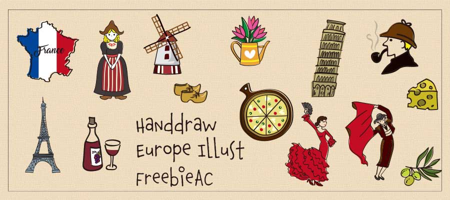 Hand drawn European illustration