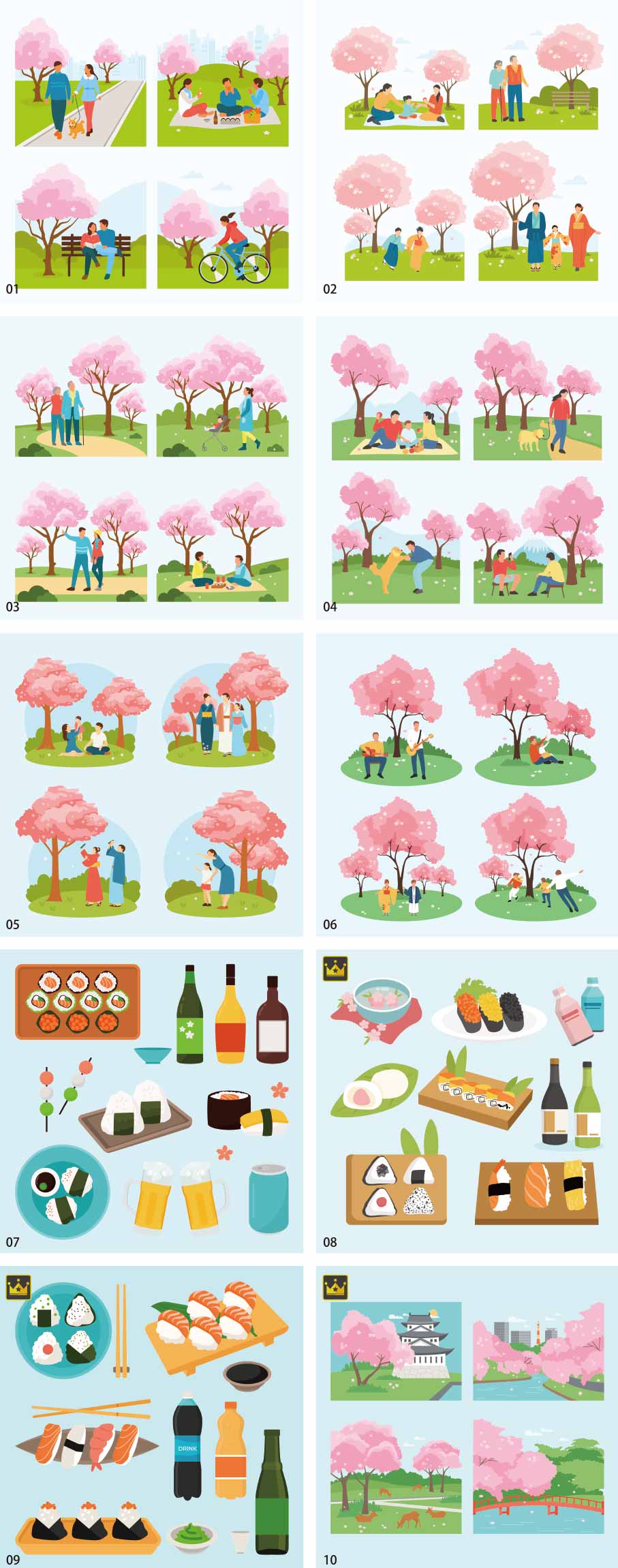 Cherry-blossom viewing illustration collection