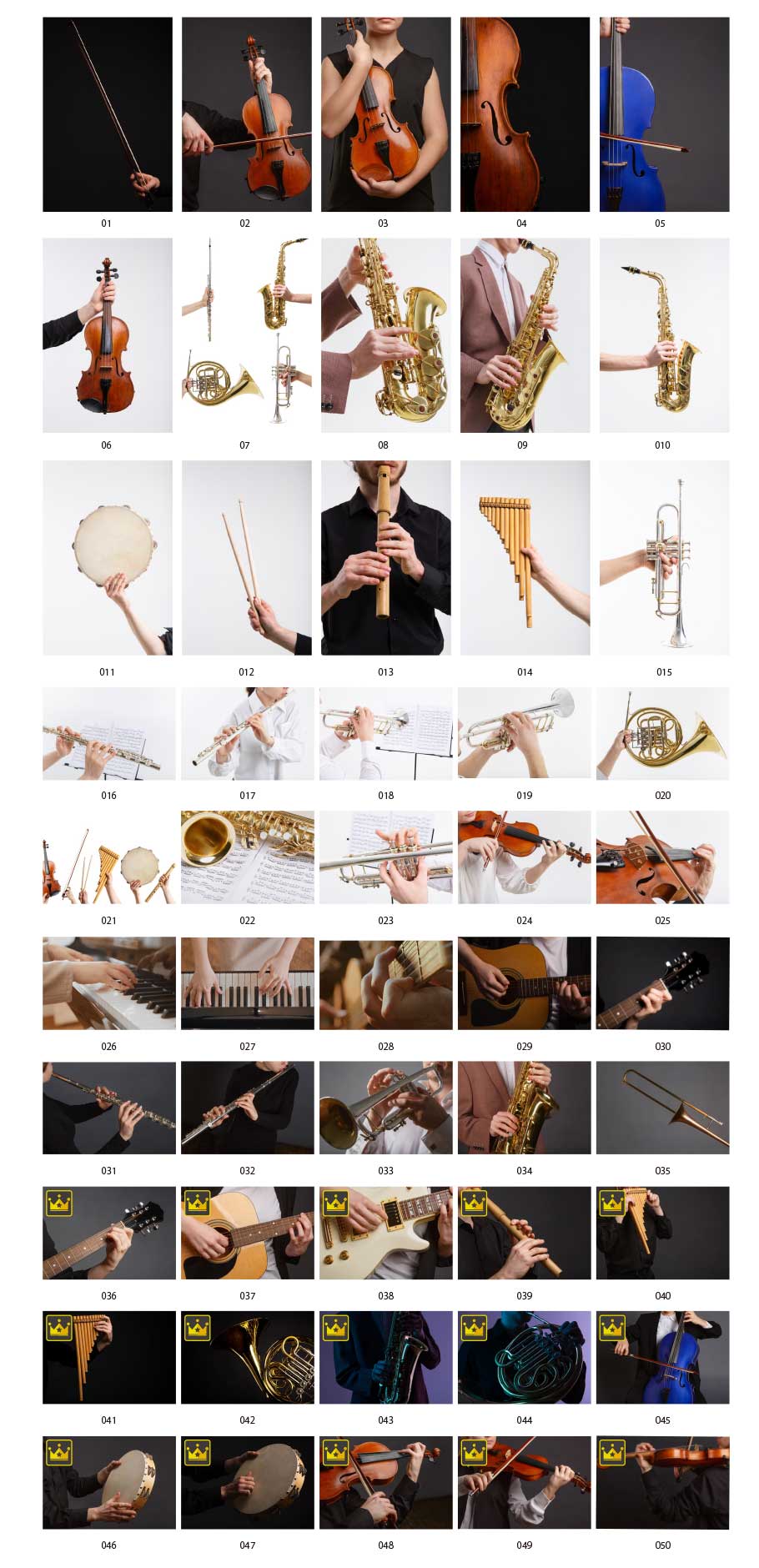 Pictures of various musical instruments