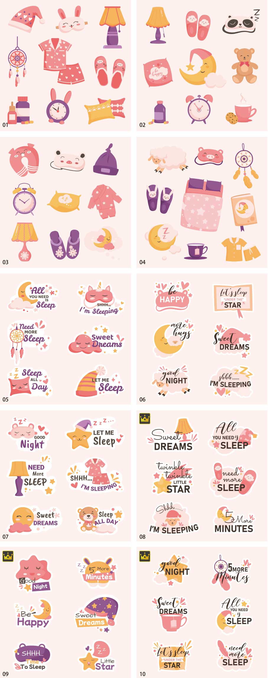 Sleep item illustration collection