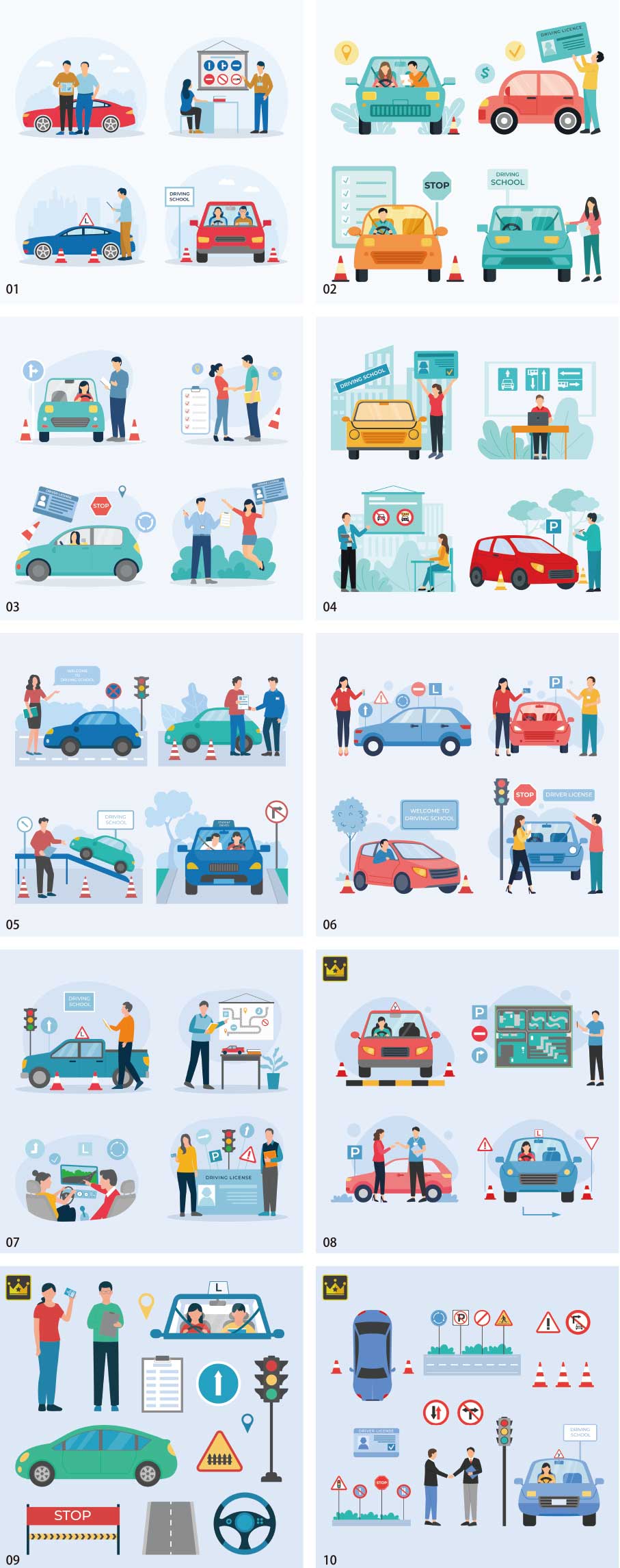 Driving school illustration collection