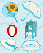 Hình minh họa các vật dụng hàng ngày trong mùa hè