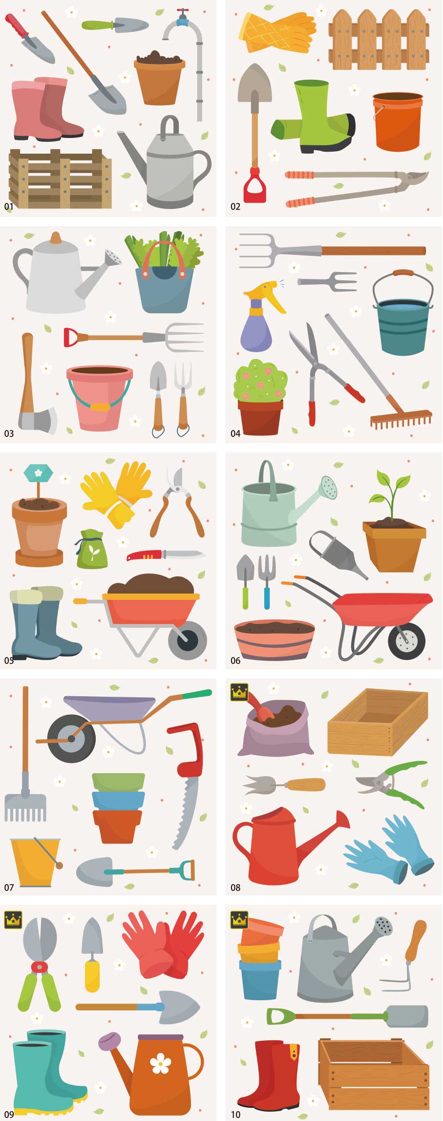 Bộ sưu tập minh họa công cụ làm vườn