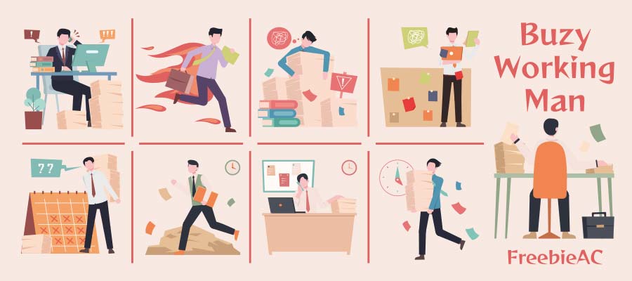 ภาพประกอบนักธุรกิจไม่ว่าง