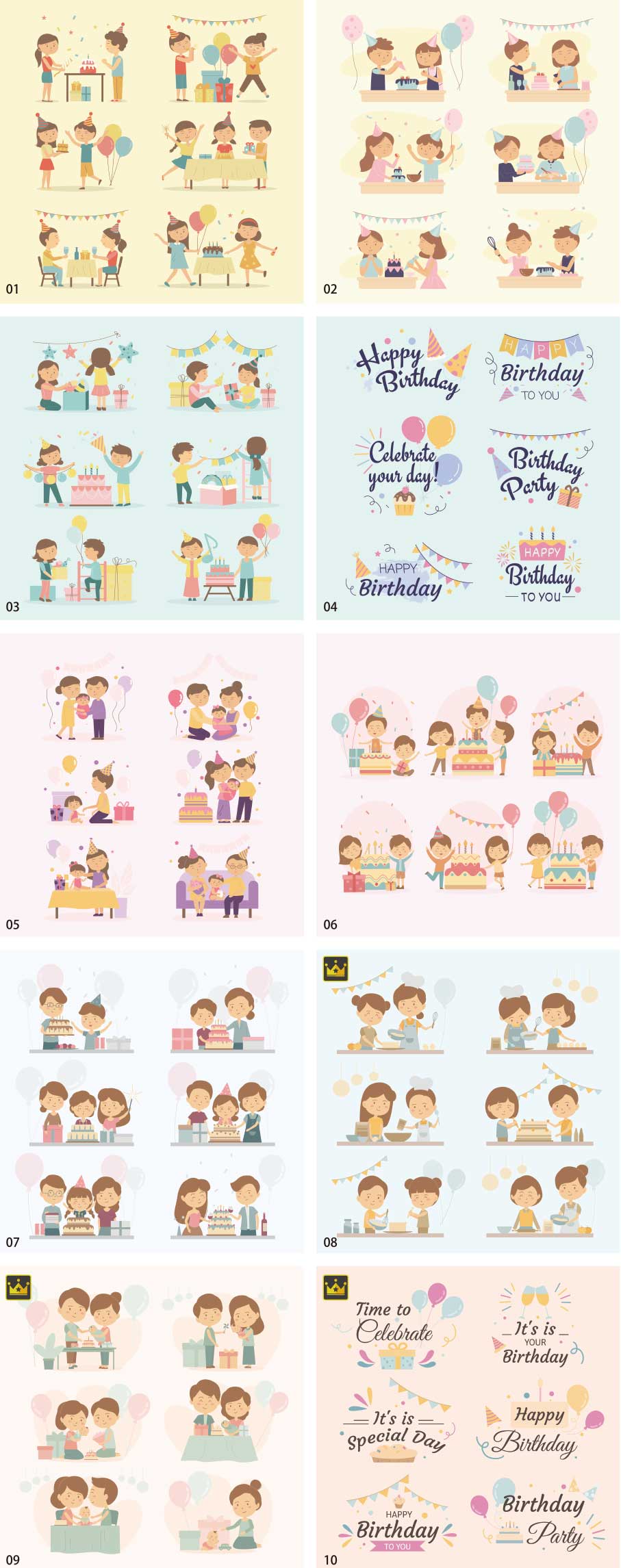 Birthday illustration collection