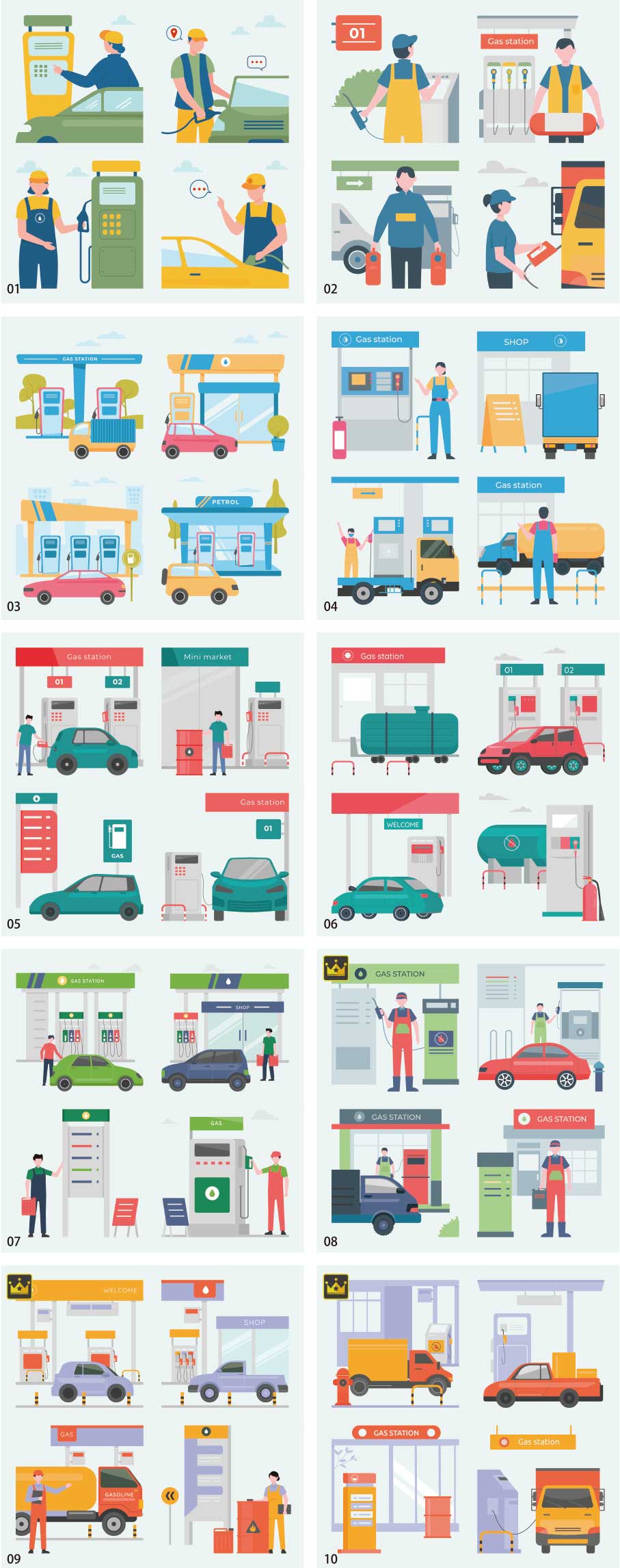 Gas station illustration collection