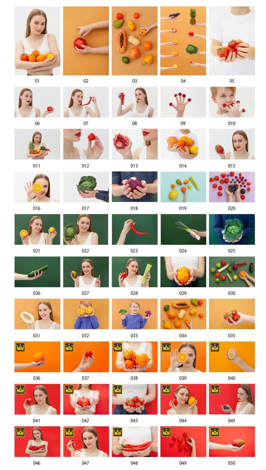 Pictures of vegetables and fruits