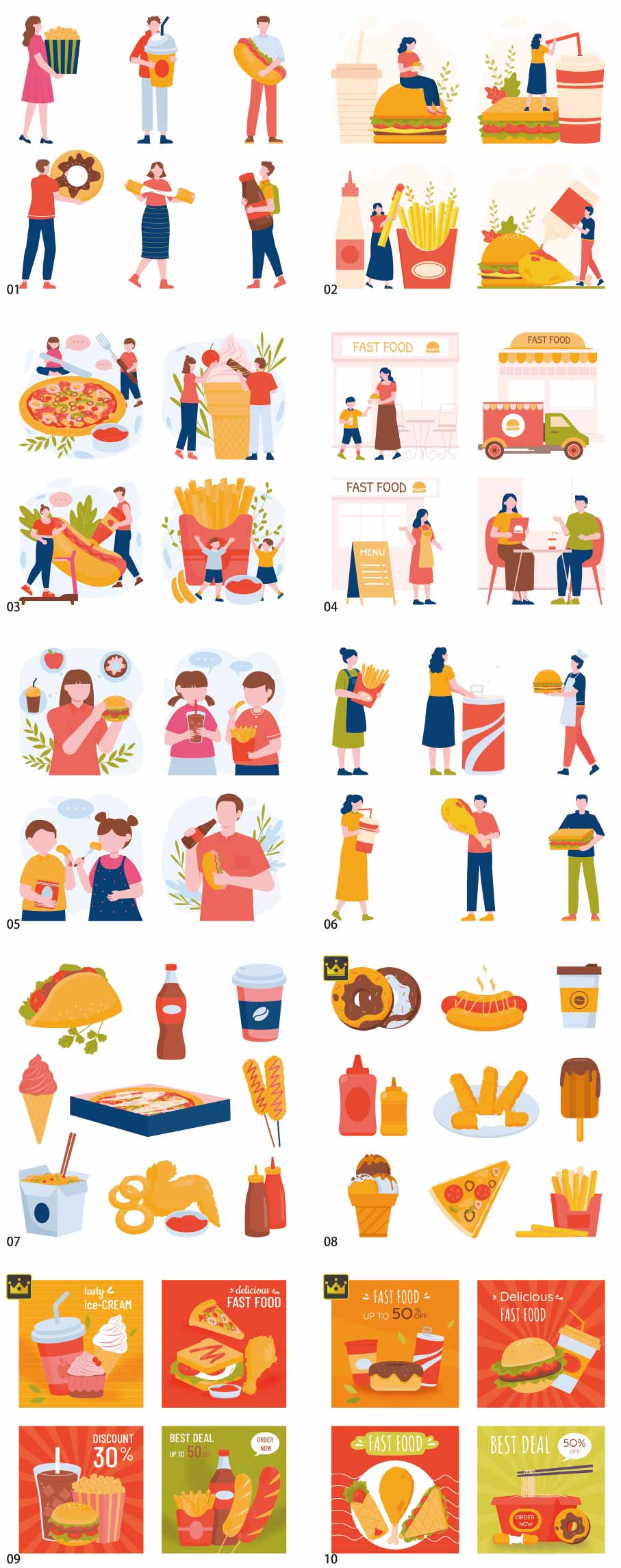 Fast food illustration collection