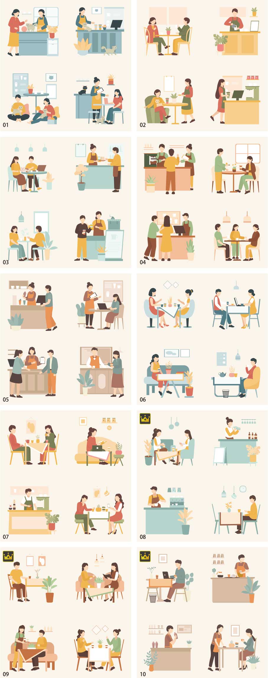 คอลเลกชันภาพประกอบร้านกาแฟ