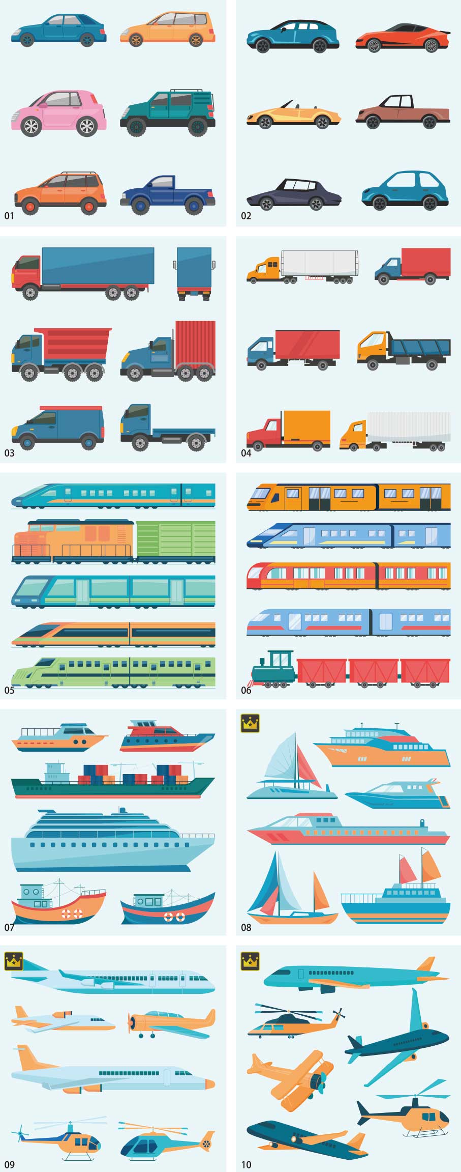 Bộ sưu tập minh họa các phương tiện giao thông
