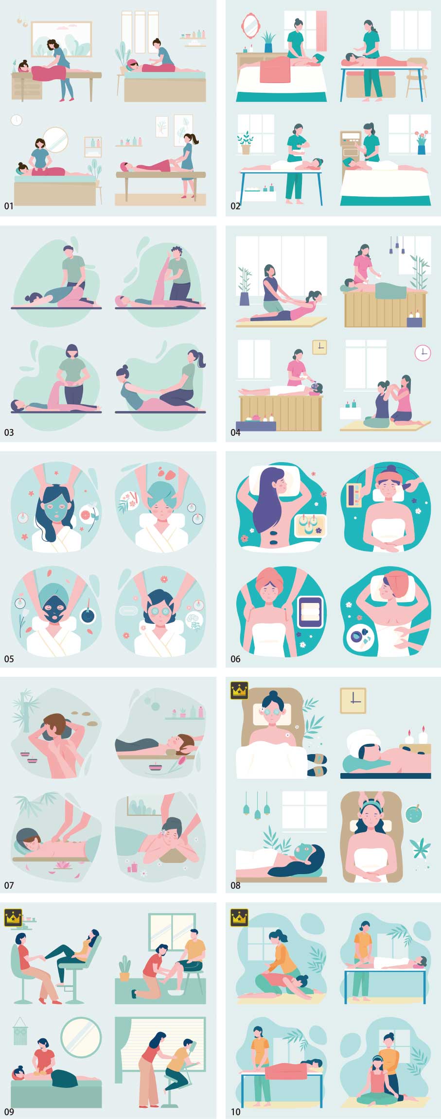 Massage therapist illustration collection