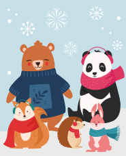 Winter animal illustration collection