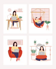 Remote work illustration collection