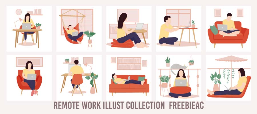 Remote work illustration collection