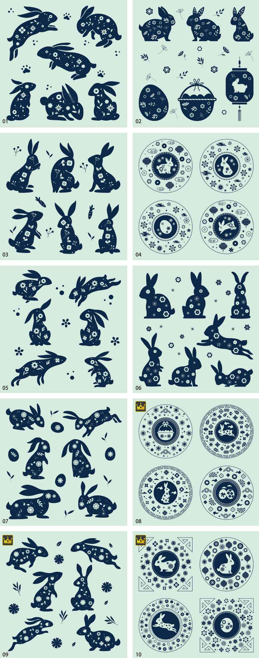 Bộ sưu tập minh họa thỏ sáng tạo
