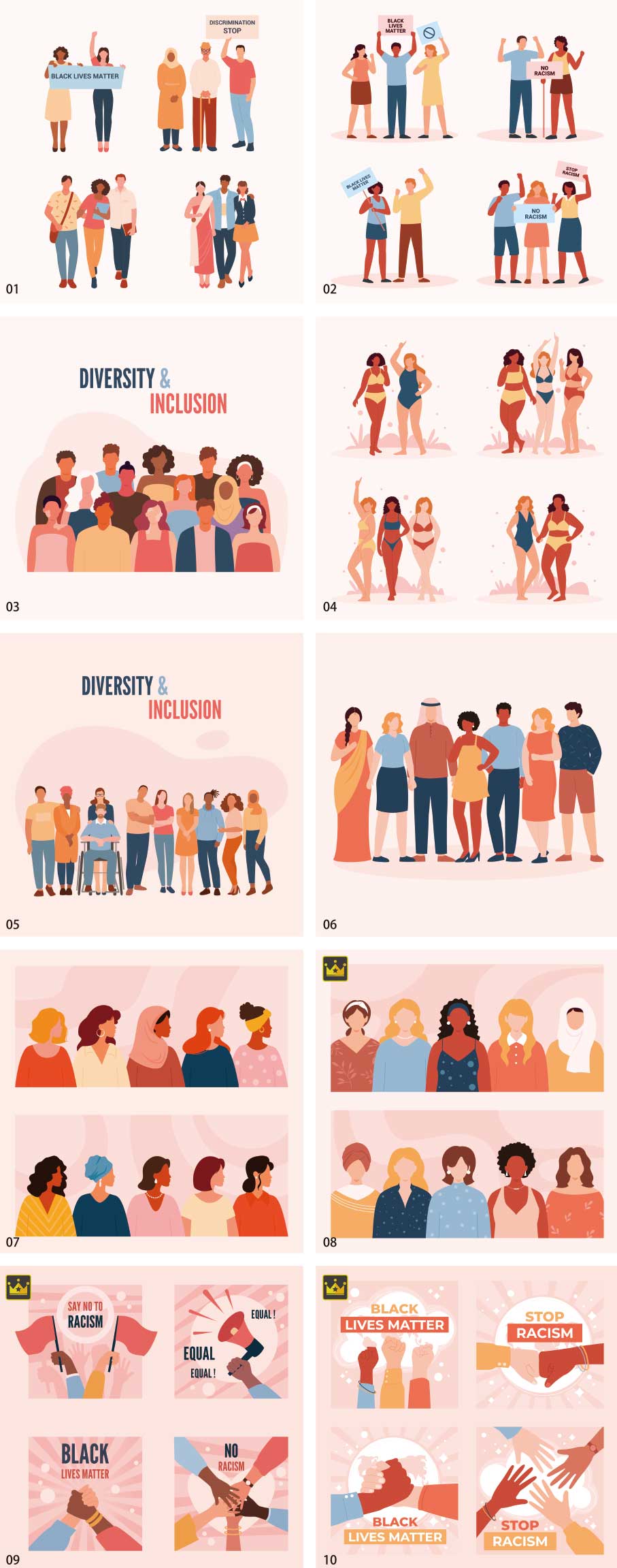 尋求多樣性和接受度的插圖集