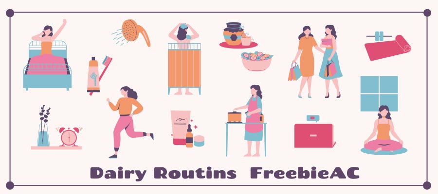 daily life routine illustration collection