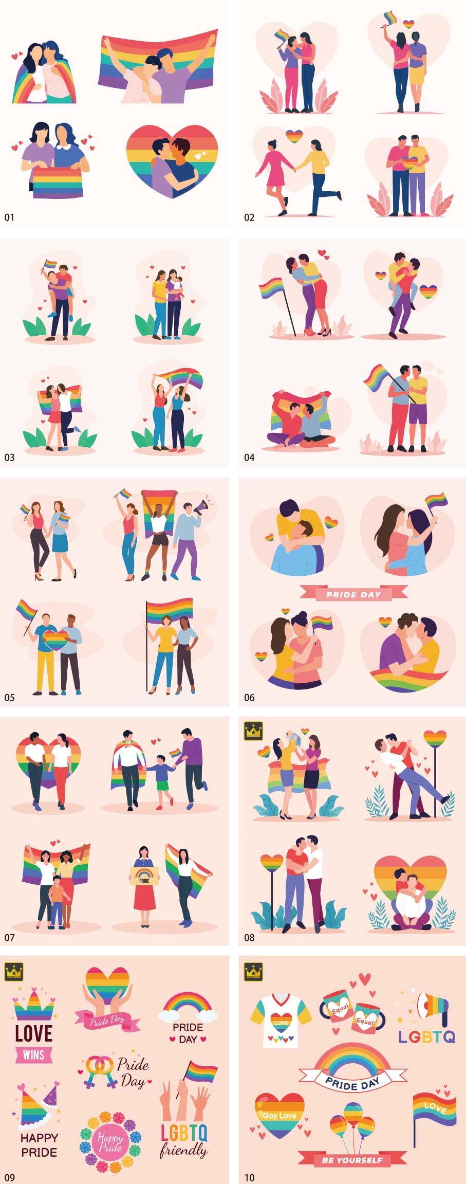 Rainbow pride illustration collection