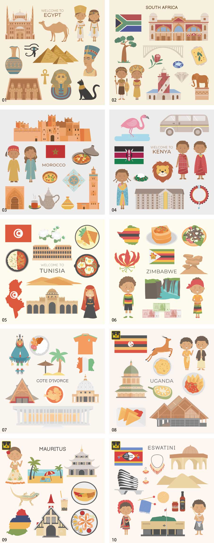 Các quốc gia trên thế giới Bộ sưu tập Minh họa Lục địa Châu Phi