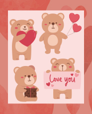 Valentine's day illustration collection of bears
