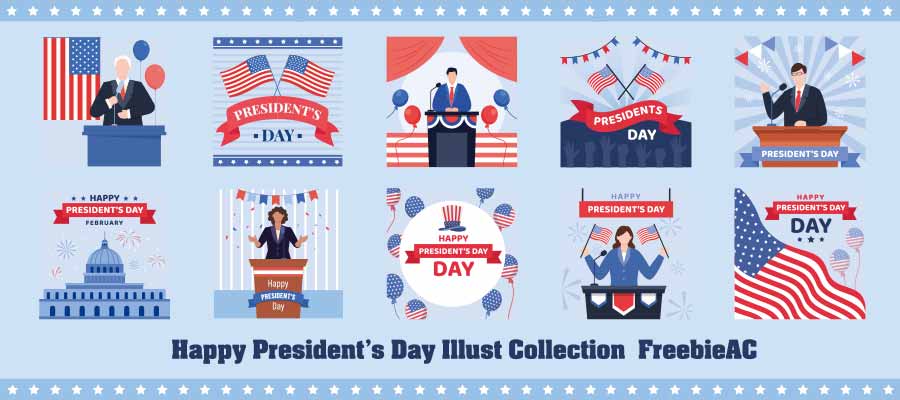 Presidents day illustration collection
