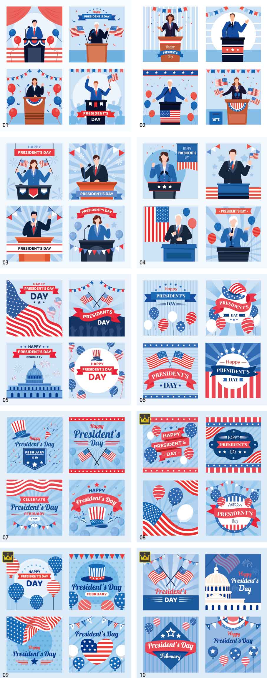 Presidents day illustration collection