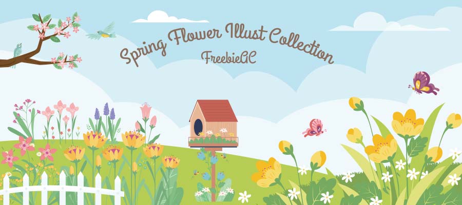 Spring flower illustration collection