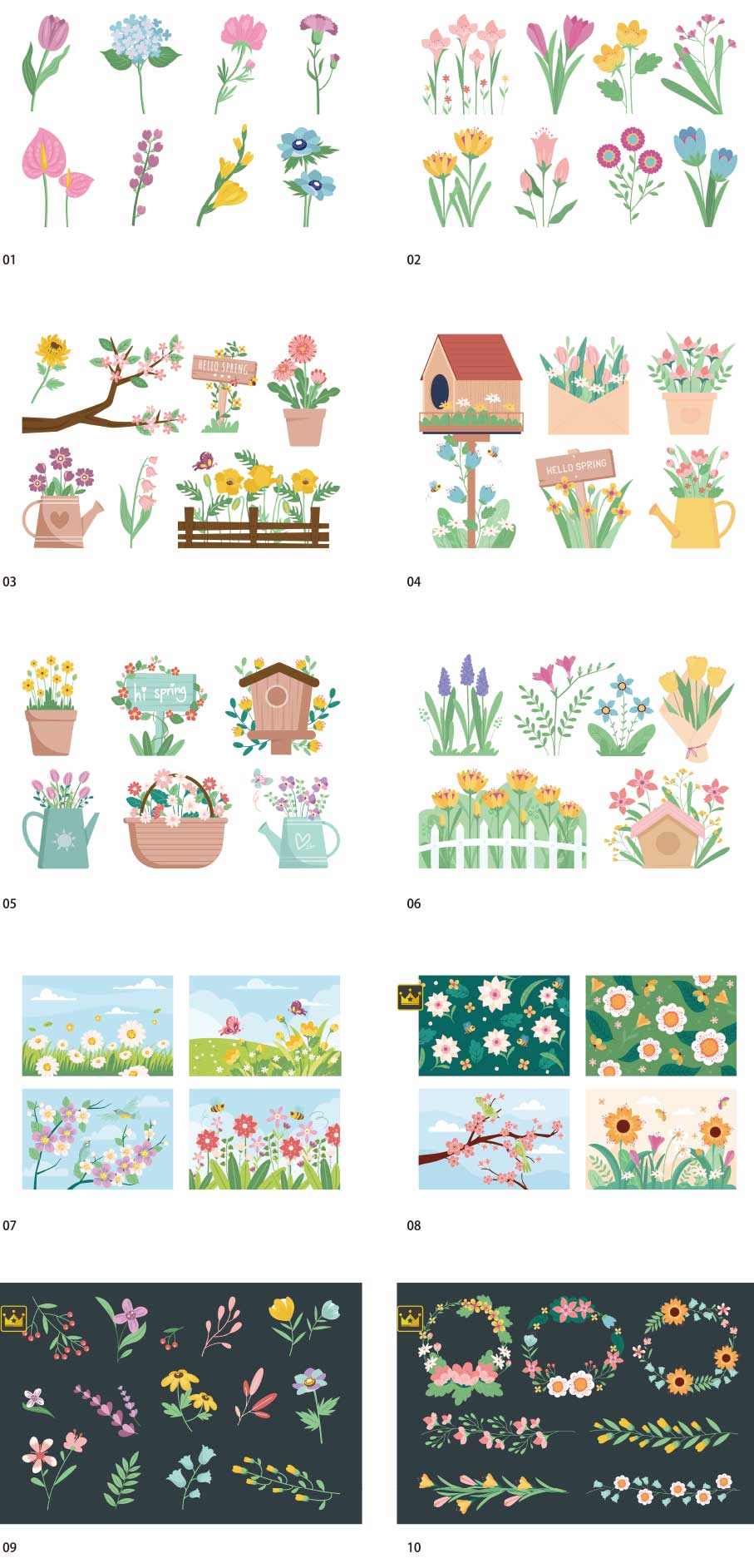 bộ sưu tập minh họa hoa mùa xuân
