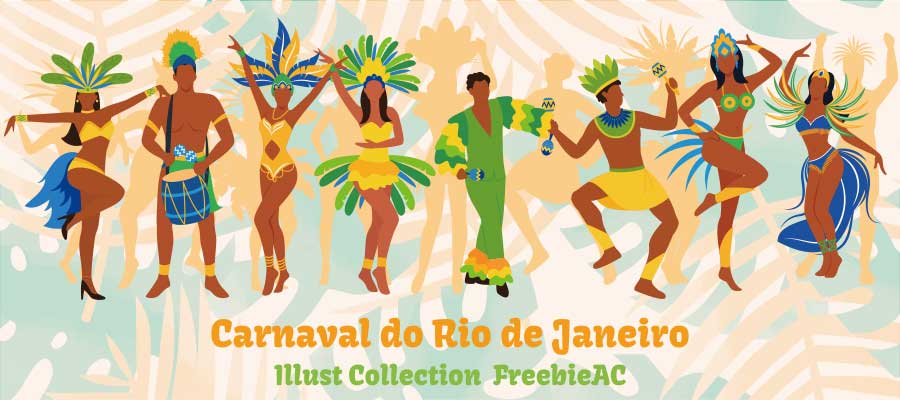 Illustration collection of brazilian carnival dancers