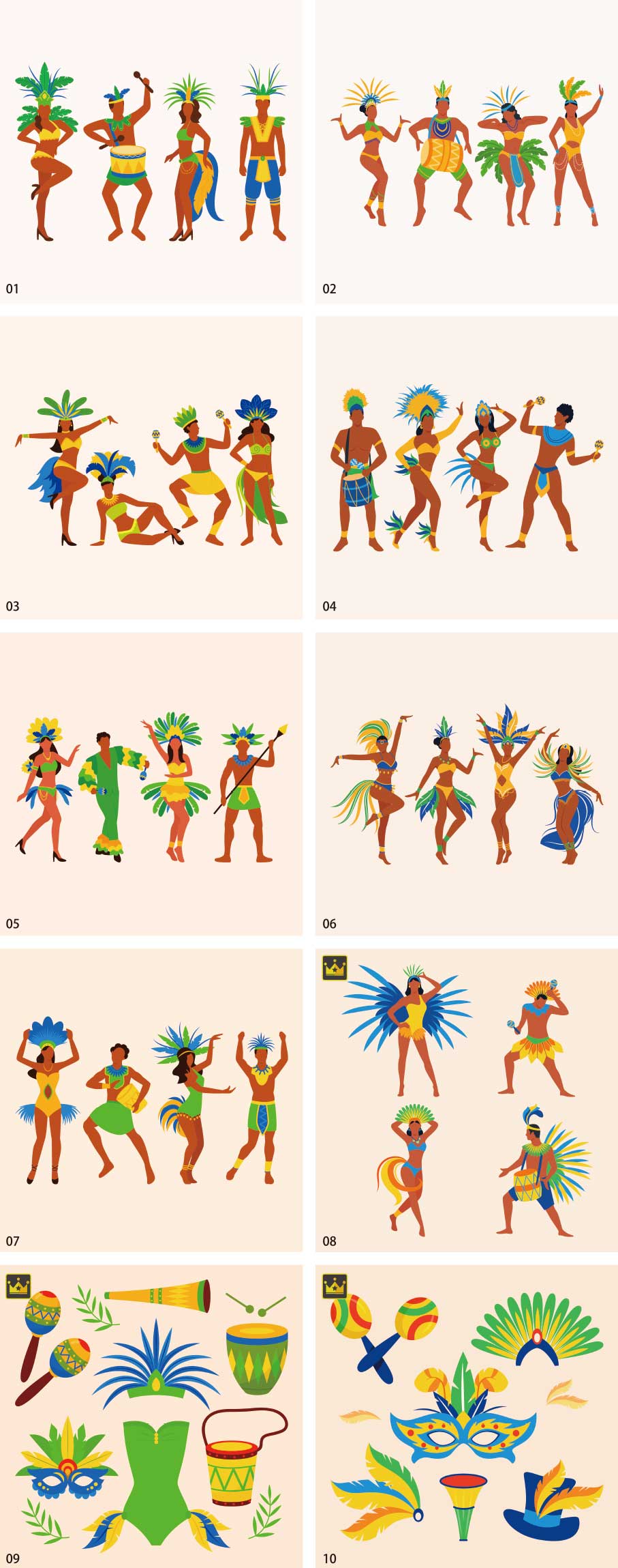 巴西狂歡節舞者插畫合集
