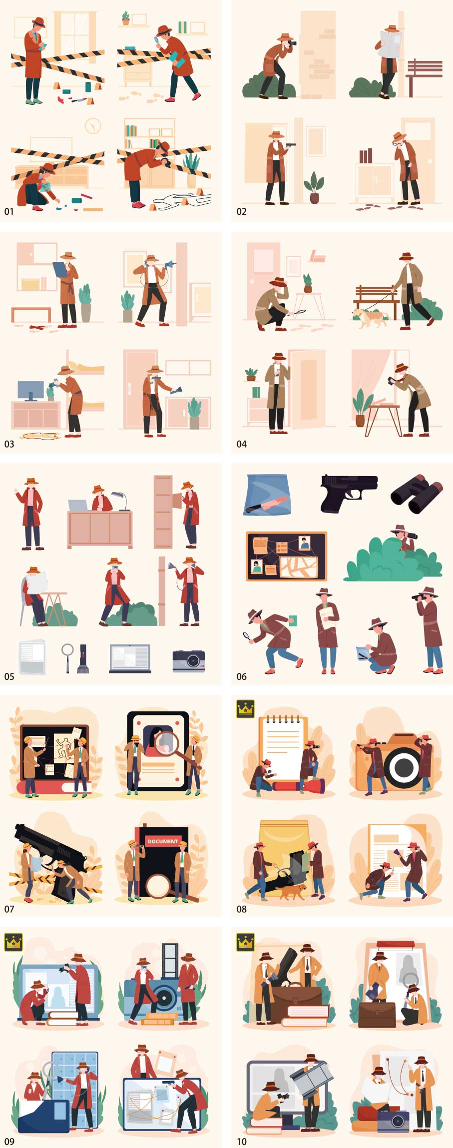 detective illustration collection