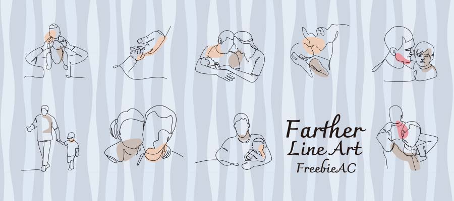 Line art illustration of a father