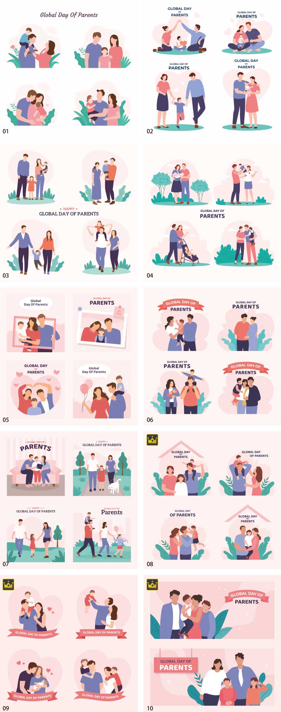 Parents day illustration collection