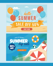 Summer sale banner illustration collection