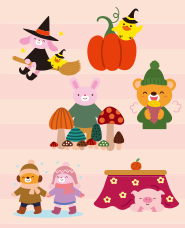 Animal illustrations for October, November and December