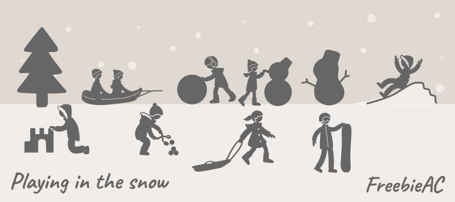 snow play silhouette