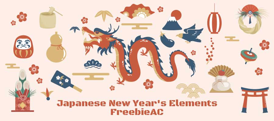 Japanese new year element illustration