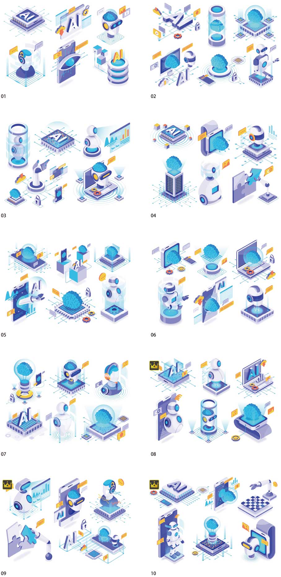 AI isometric illustration collection