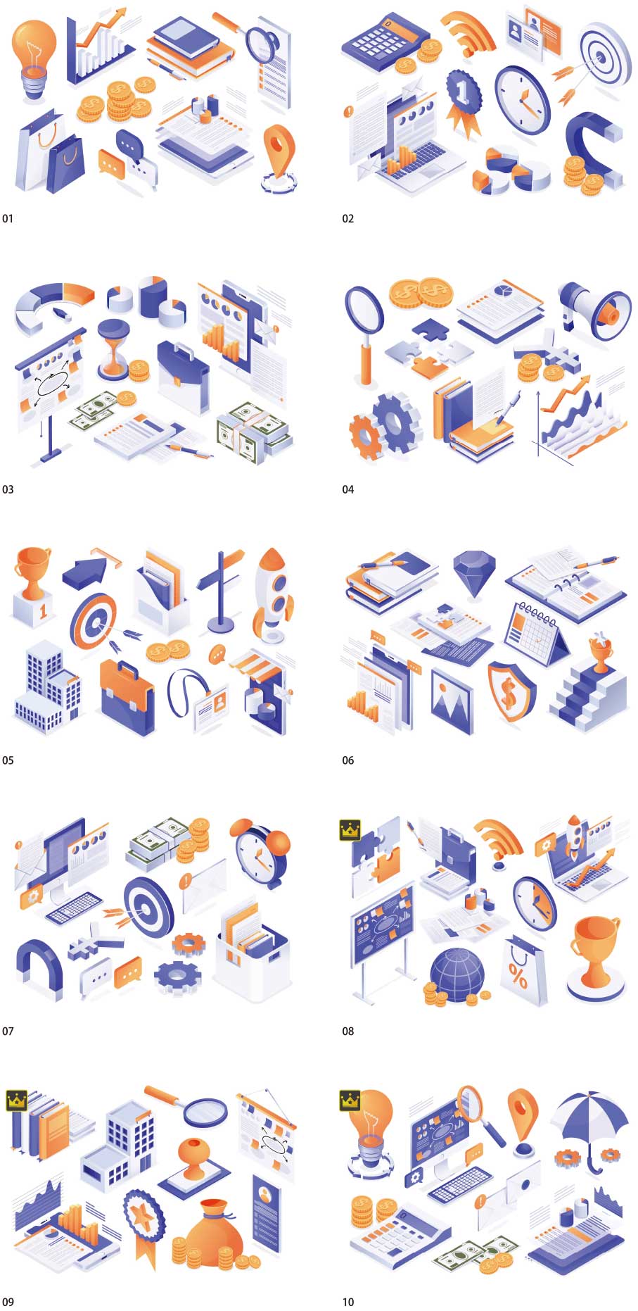 Business isometric illustration collection