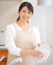 Image photo of a cheerful housewife