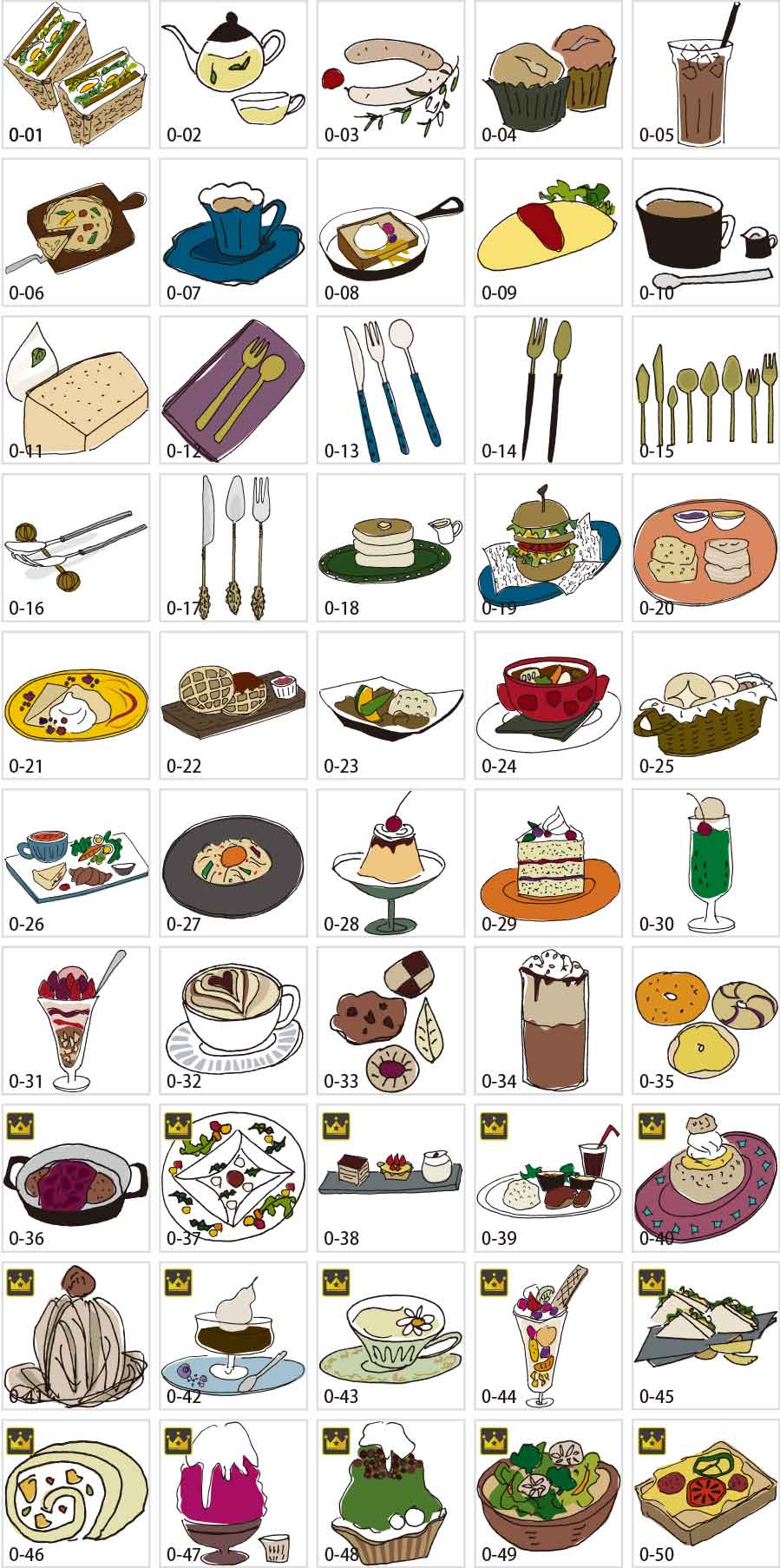 Meals and cutlery illustrations