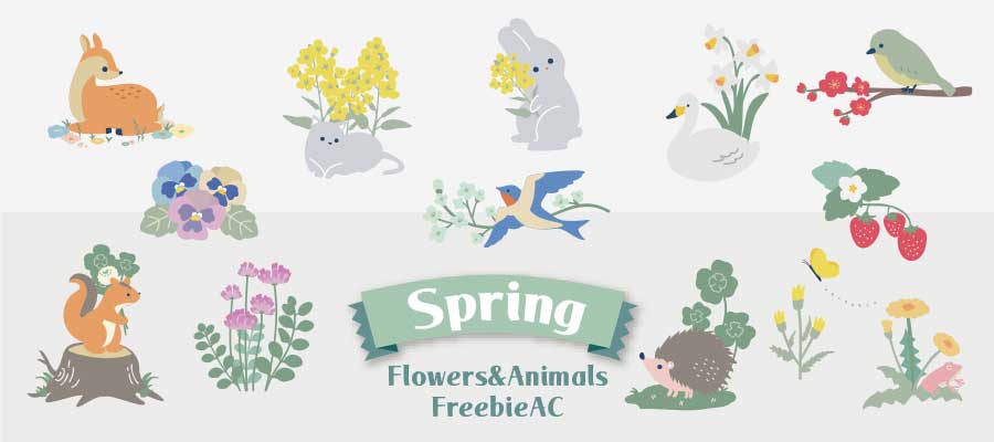 Spring flowers and creatures illustration
