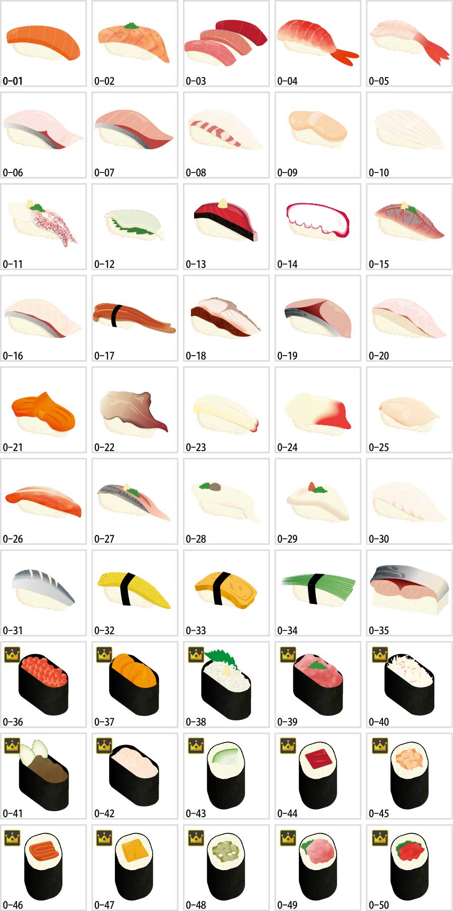 Sushi topping illustration