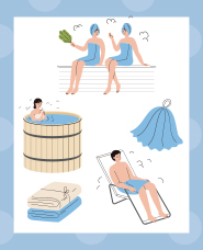 Hình minh họa mọi người đang tận hưởng phòng xông hơi