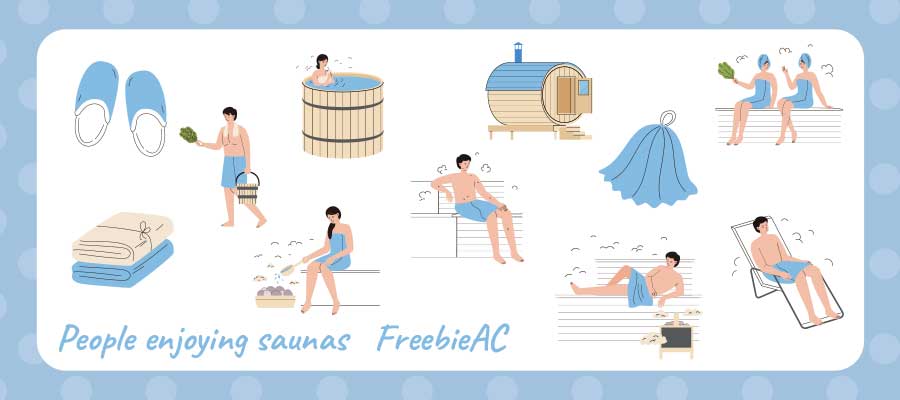 Illustration of people enjoying a sauna