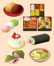 계절 한정 음식 일러스트